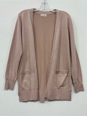 Open-Front Cozy Cardigan Sweater - Taupe Pink